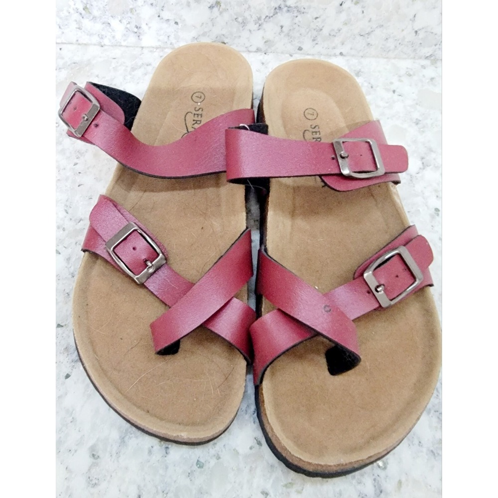 Seranoma 7 Women's Slide Red Mahogany‎ Sandals Thongs Cork NEW